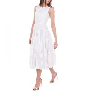 Maje White Stripe Tiered Midi Dress NWT